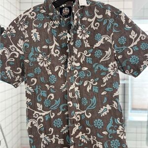 Reyn Spooner vintage Floral Patterned Brown and Blue Men's Shirt size small new